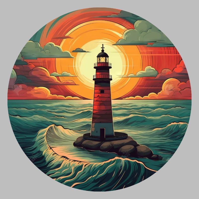 Phare au coucher du soleil - Baiser romantique