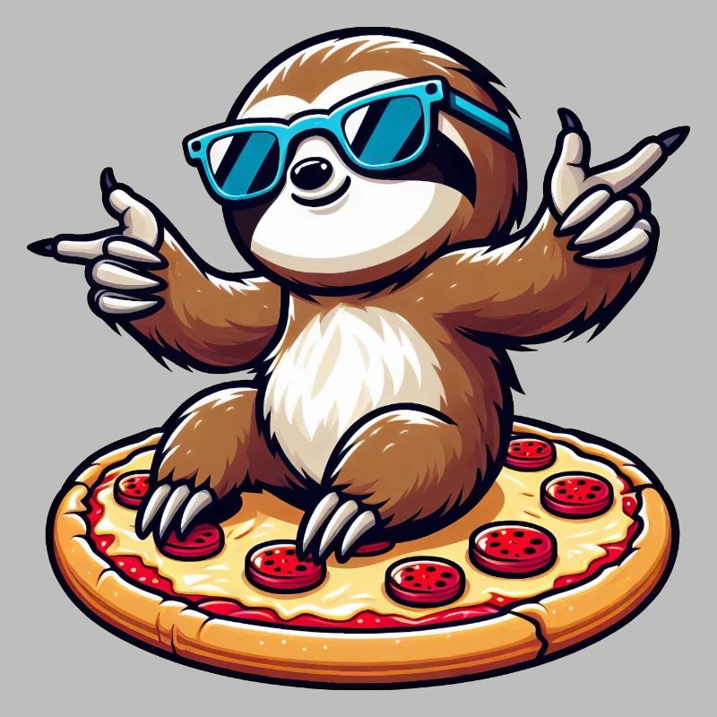 Cool sloth dansant avec une pizza pour les amateurs de pizza