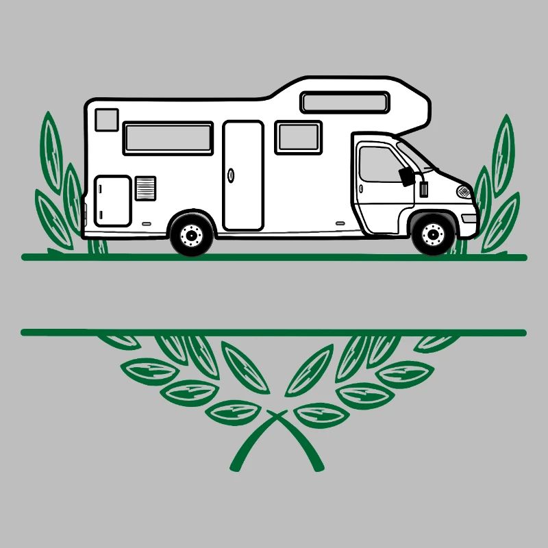 Camper im Kranz mit Platz für Text oder Namen