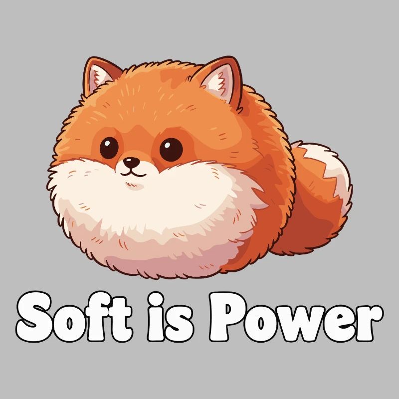 Fluffy panda saying: Soft is power
