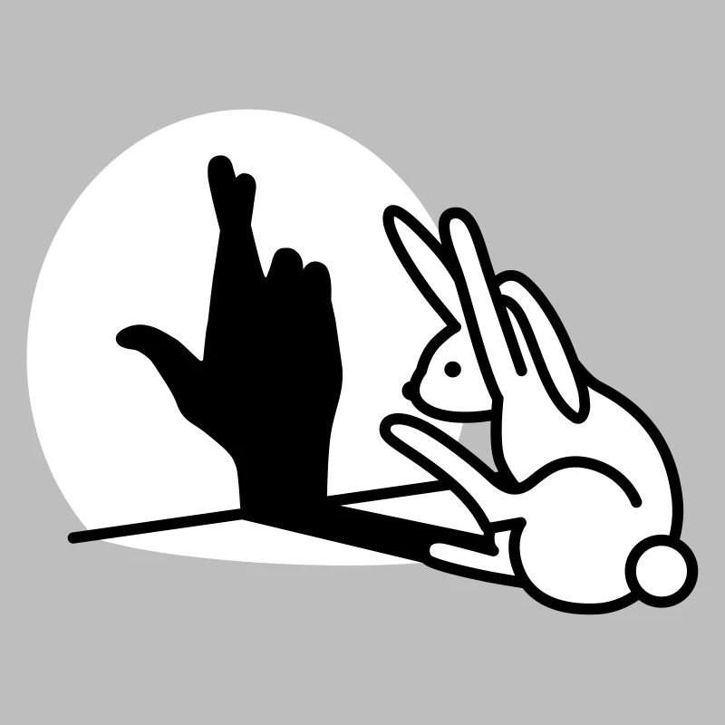 Funny rabbit hand shadow crossing fingers