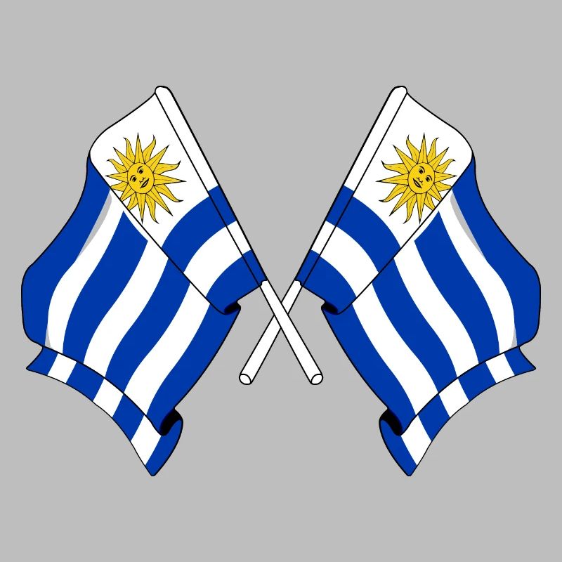 Deux drapeaux croisés de l’Uruguay
