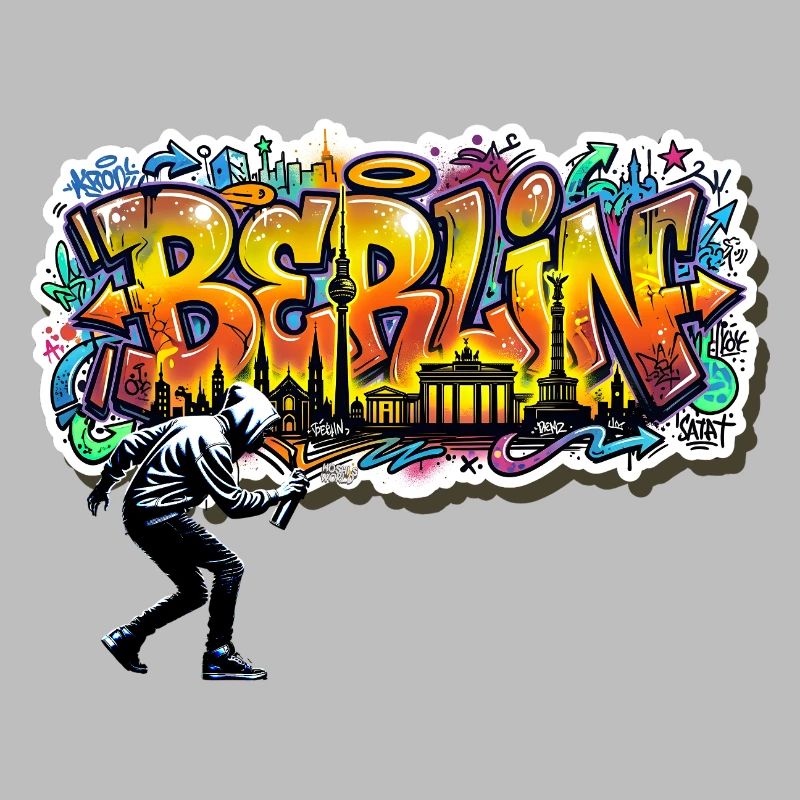 Style urbain urbain de la Skyline de Berlin Graffiti