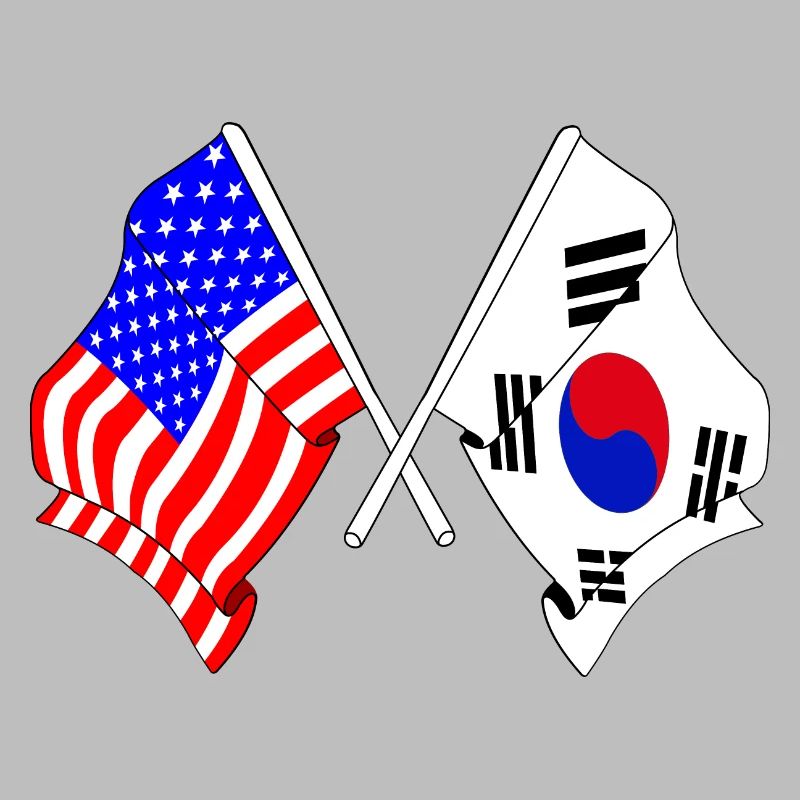 Drapeau des États-Unis et drapeau de la Corée du Sud