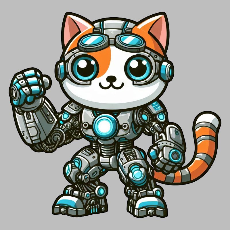 Cool dessin animé chat chat robot cyborg mecha