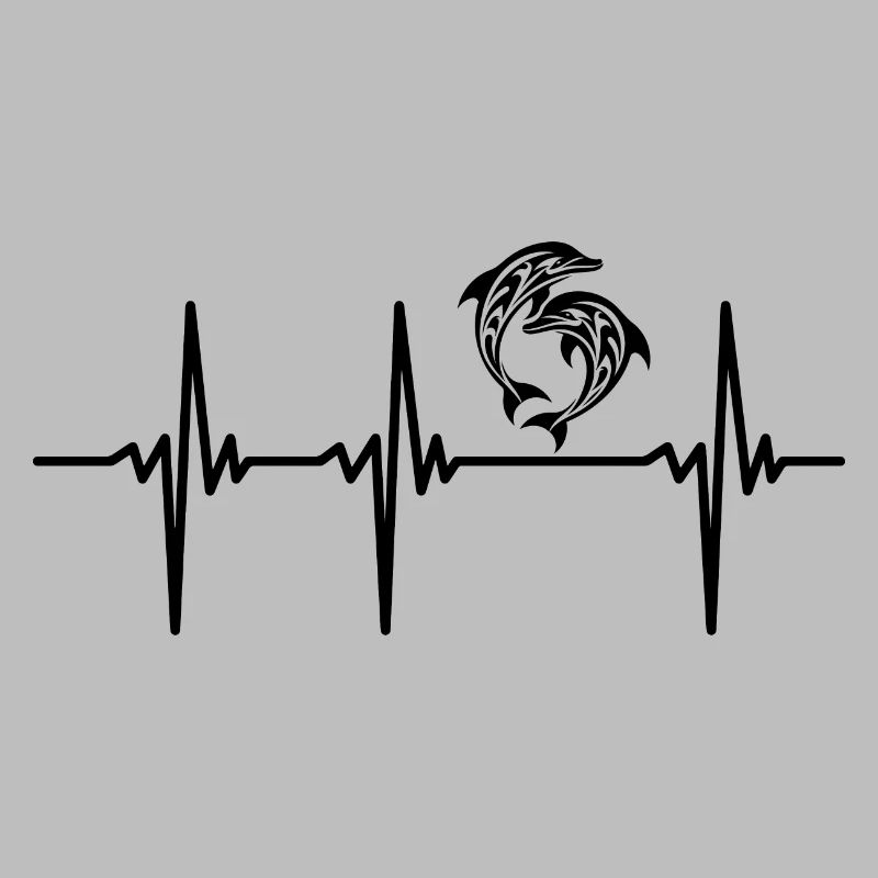 Heartbeat for two cute dolphins