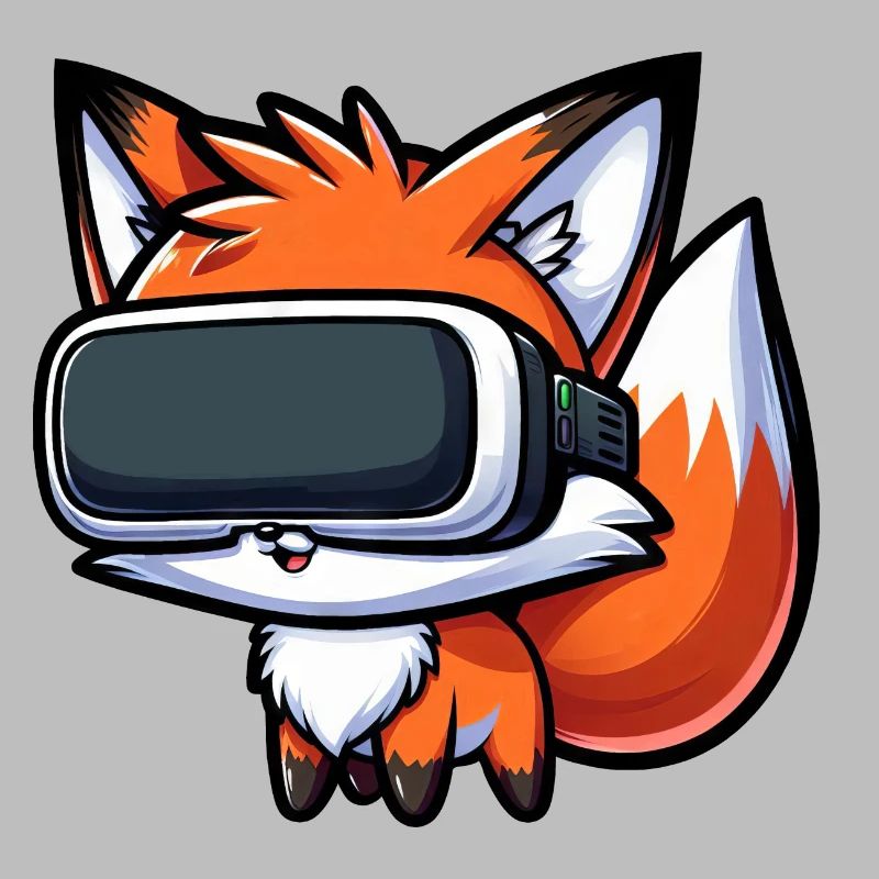 Mignon Fox VR Gamer Dessin animé de réalité virtuelle