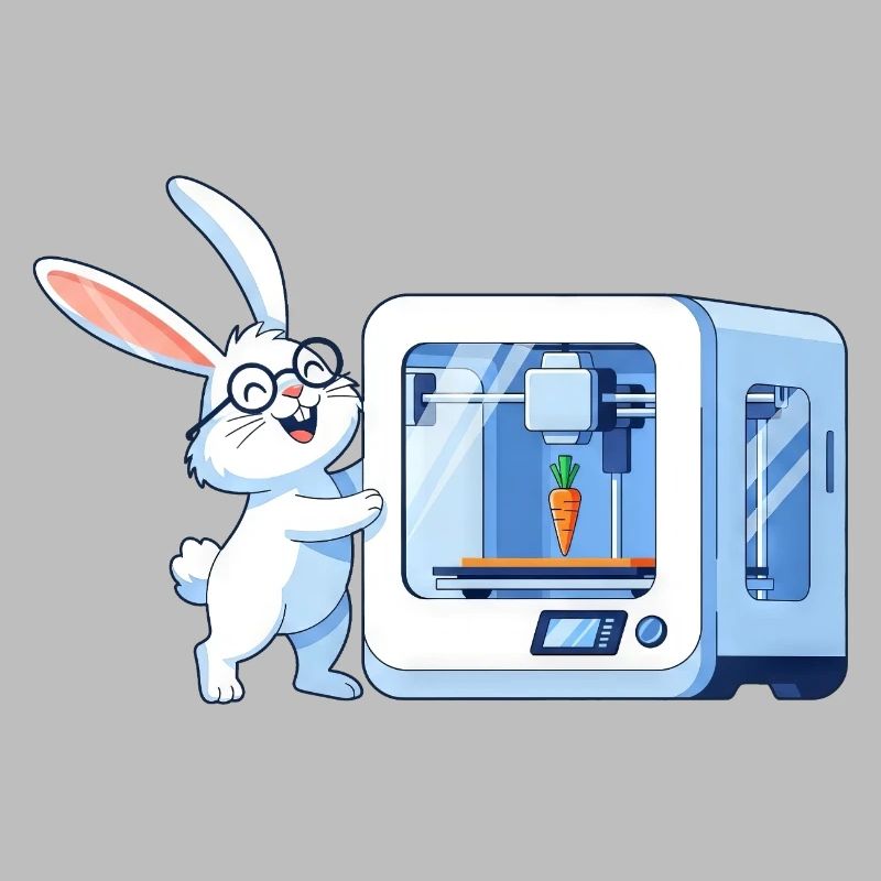 Funny Rabbit Nerd Programmer 3D Printer