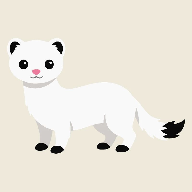 Cute curious ermine minimalist style