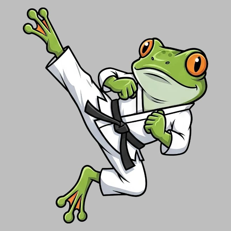 Whimsical Frog Toad Toad Karate Martial Arts