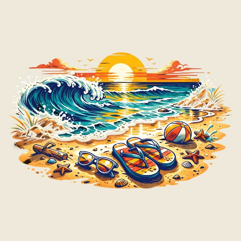 Sunset on the beach illustration