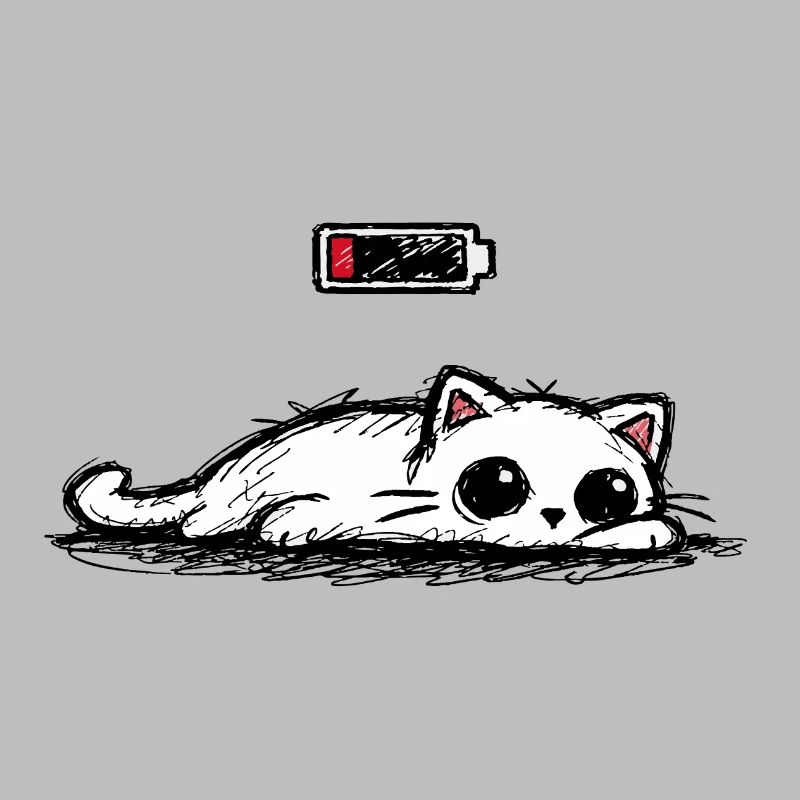 Battery low – Süße Katze Minimal Statement