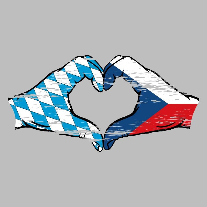 Bavière République Tchèque Drapeau Mains Coeur Utilisé