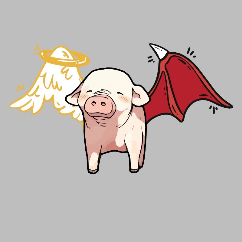 Celestial Satanic Pig Angel Devil