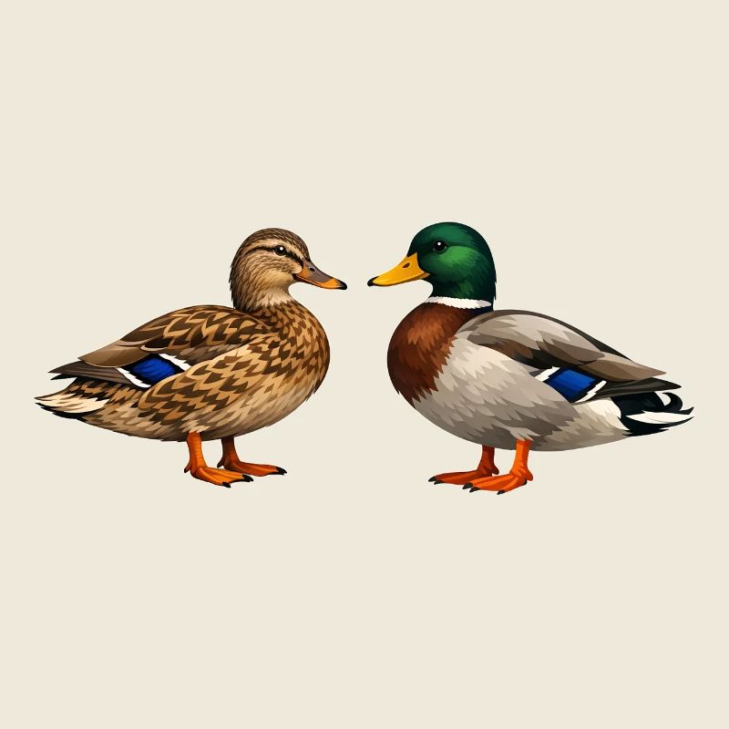 Wild ducks in a pair