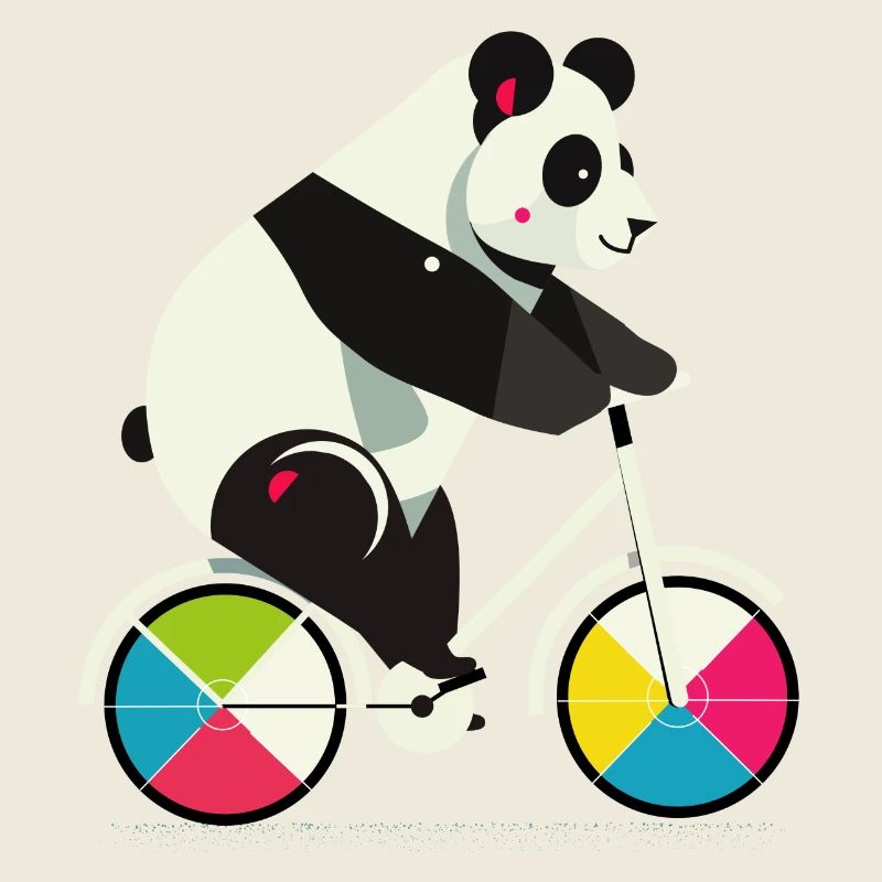 Panda on Bicycle – Funny & Creative Illustration