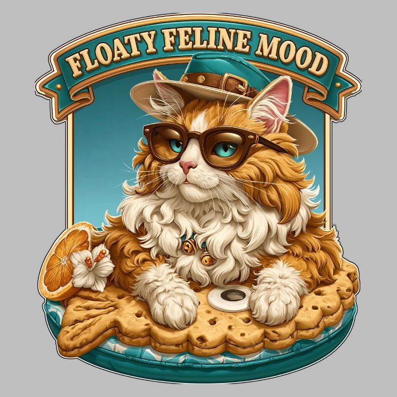 Floaty Feline Mood Cool Cat on Summer Pool Float
