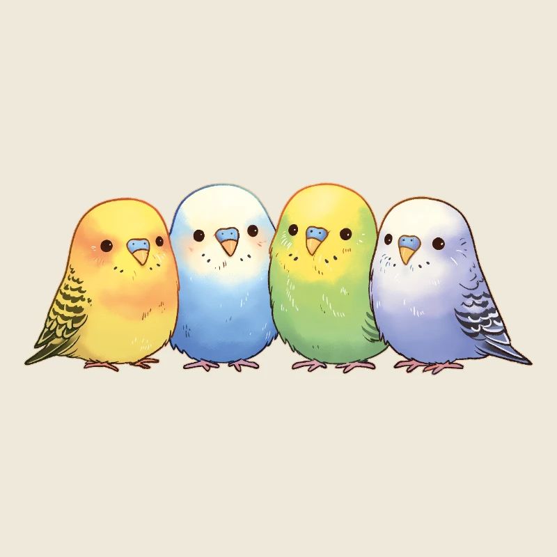 Groupe de perruches ondulées