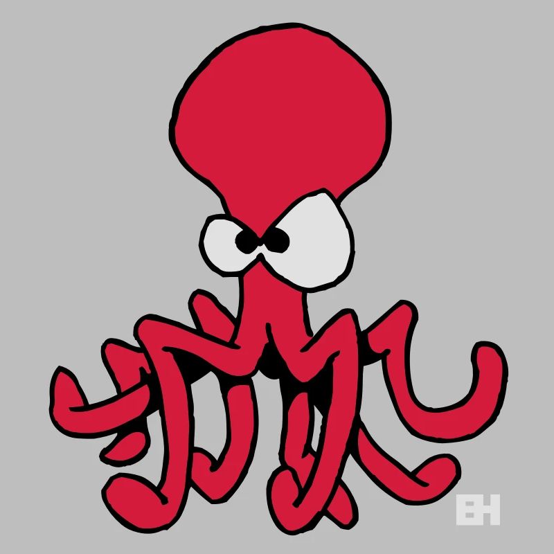 Playful Red Octopus Illustration