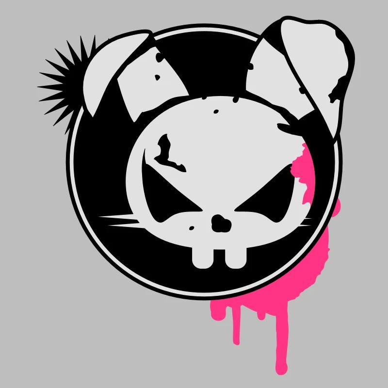 A grunge sticker with a rabbit head
