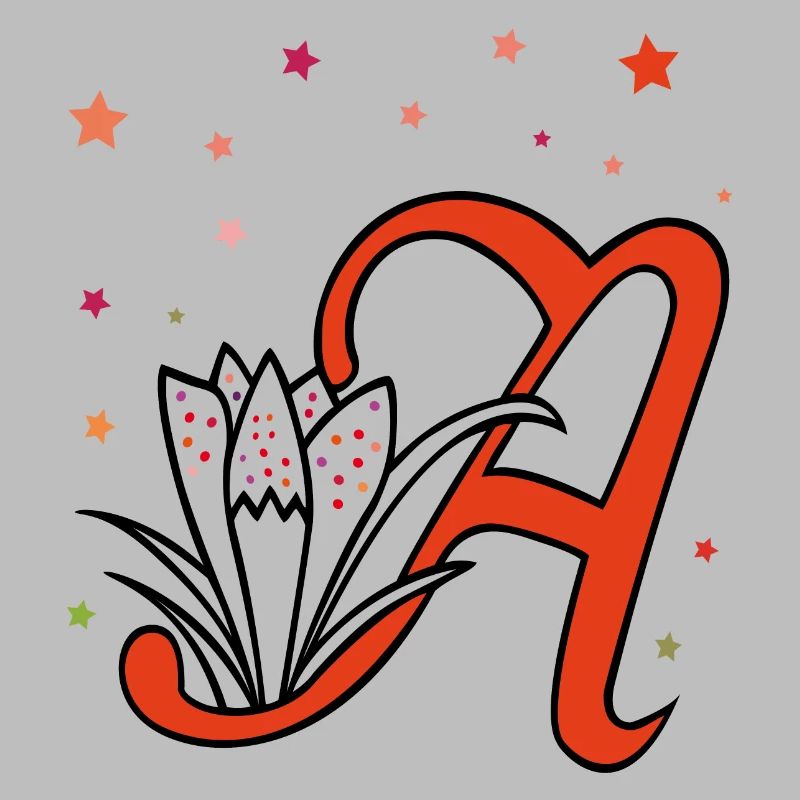 Lettre, initiale, fleur