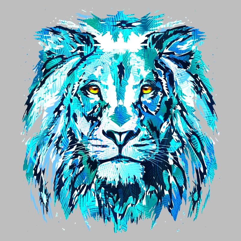 Blauer Löwenkopf - Sternzeichen Löwe