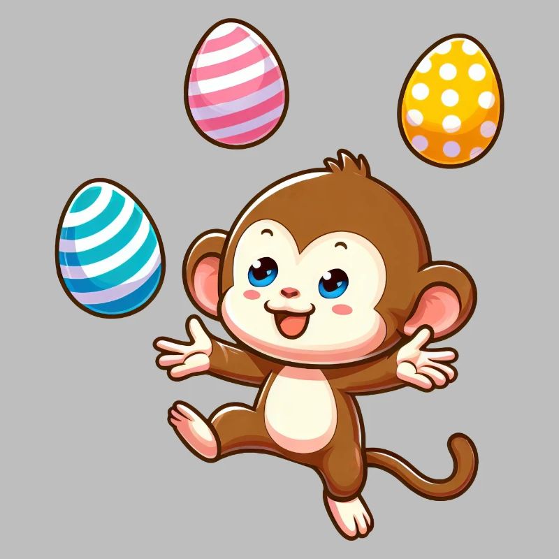 Easter Monkey Easter Egg Juggler Artist Design