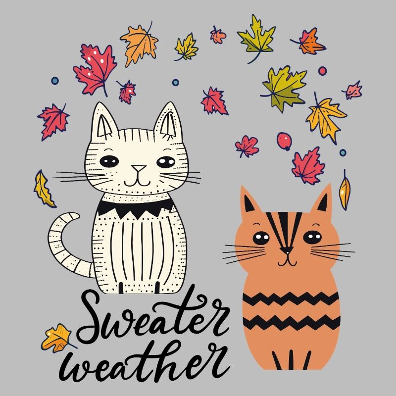 Chats dans les feuilles d'automne