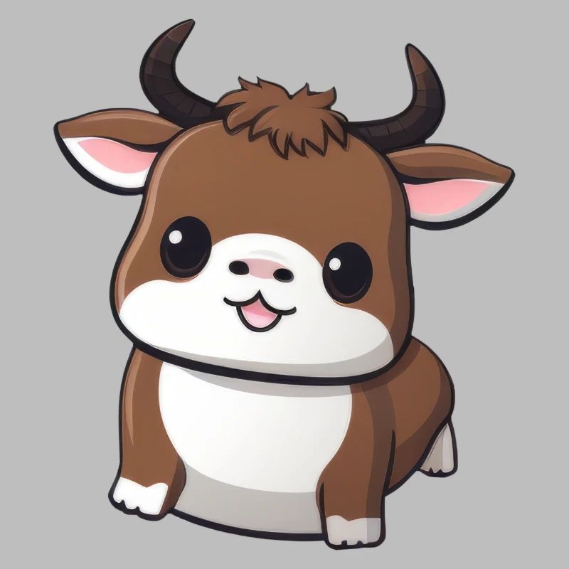 Illustration de vache, taureau, bœuf, buffle mignon