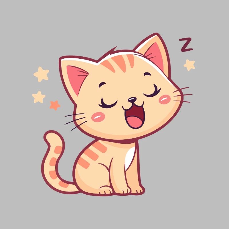 Sleeping Kitten and Pastel Stars