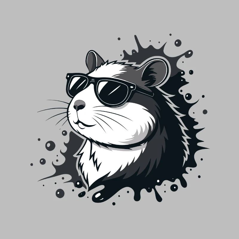 Chic hamster black glasses splash