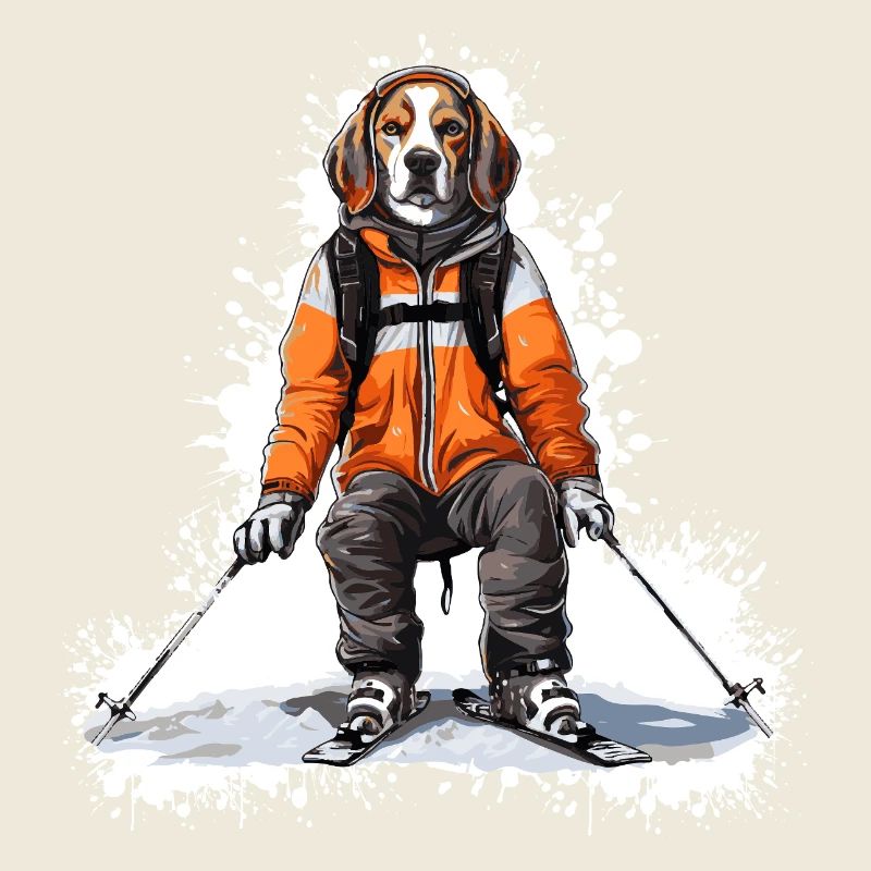 Beagle Dog Ski Skiing