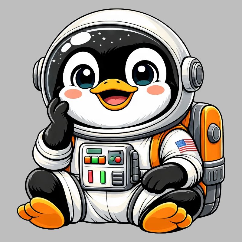 Dessin animé Astronaute Explorateur de l’Espace Pingouin mignon