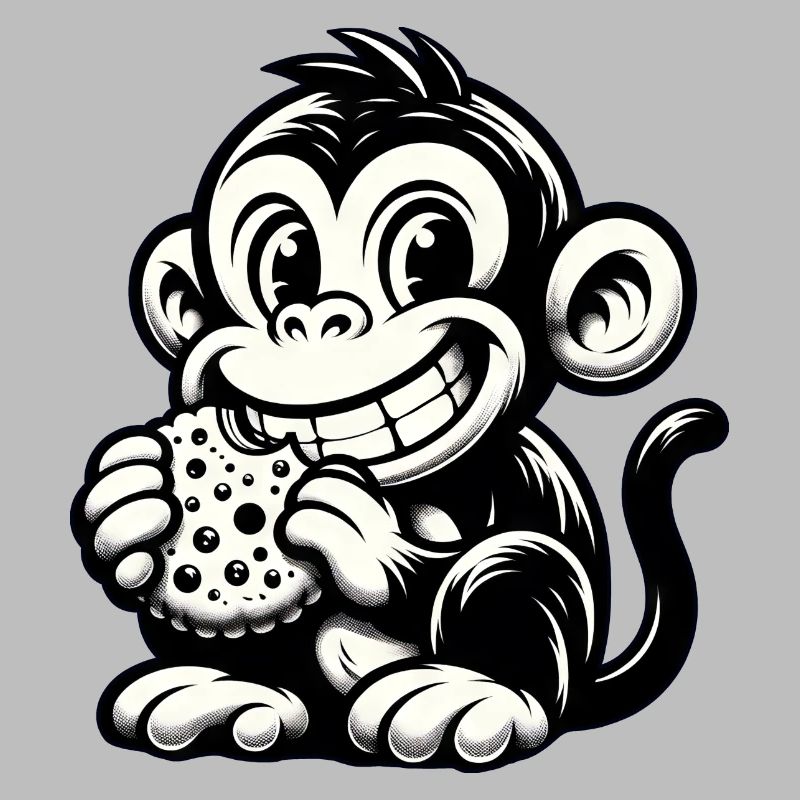 Chimpanzee with Biscuit Monochrome Design