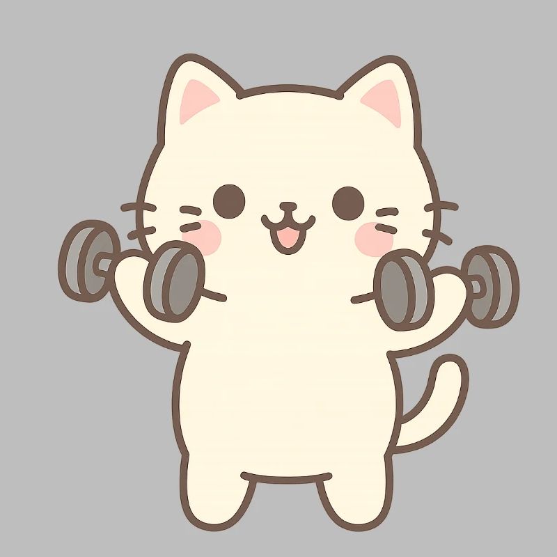 Kitten doing strength training