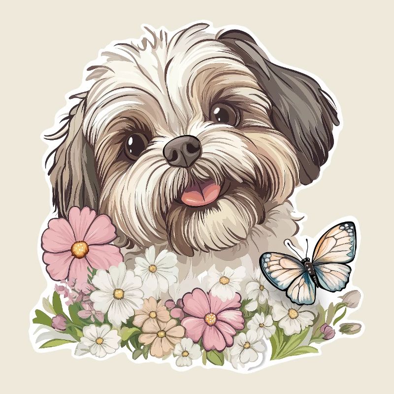Shih Tzu et papillon