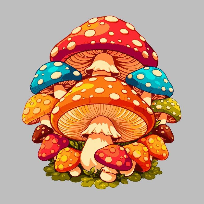 Colorful Toadstools Cartoon