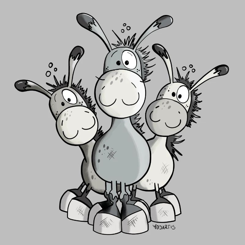 Three Cute Donkeys