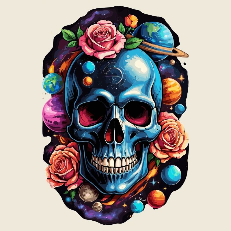 Space Planets Skull