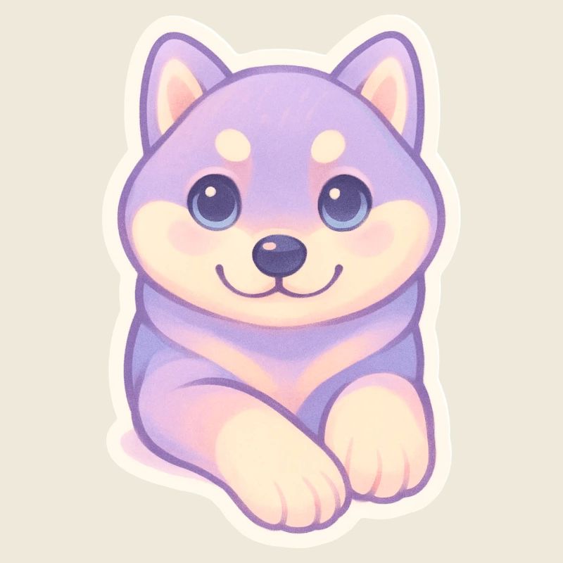 Lilac Chibi Puppy on Soft Background