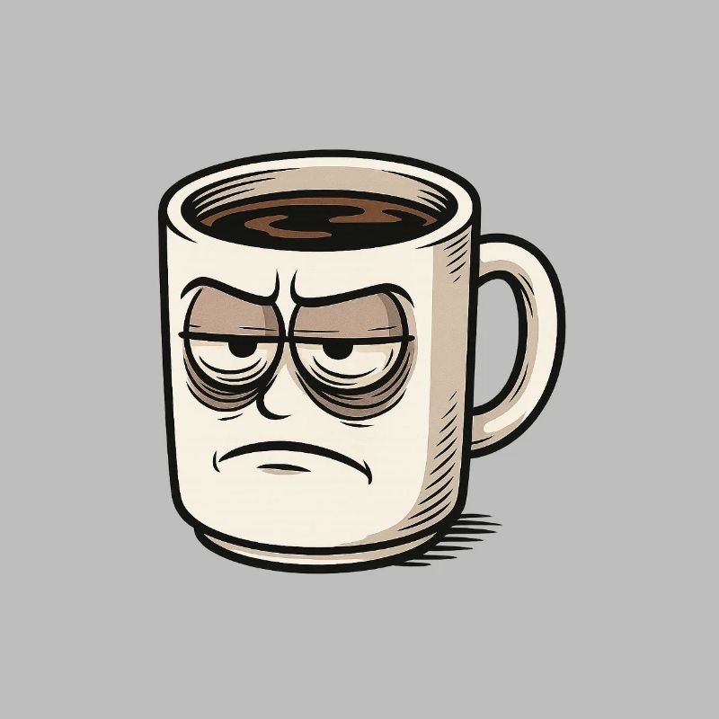 Coffee cup with grumpy face