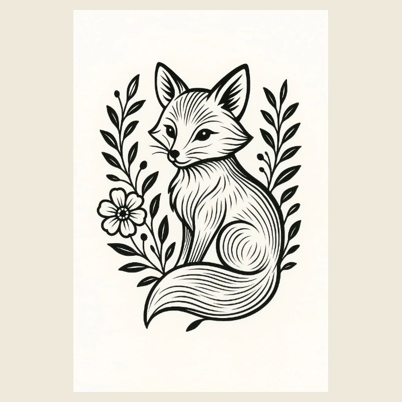 Renard en couronne florale