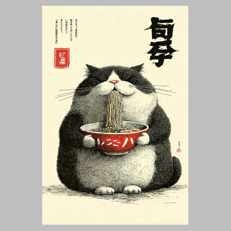 Neko-Nudelfest im Ukiyo-e-Stil