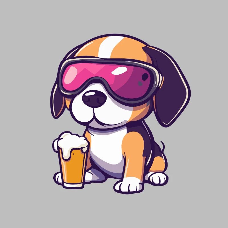 Beagle Hund Apres Ski Bier Comic