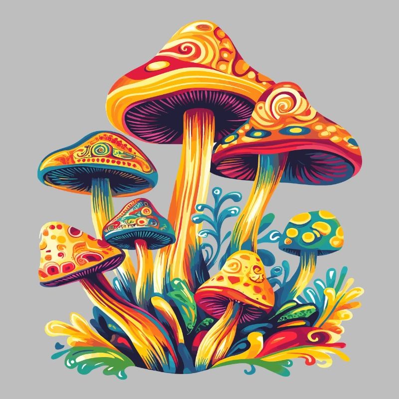 Champignons psychédéliques colorés