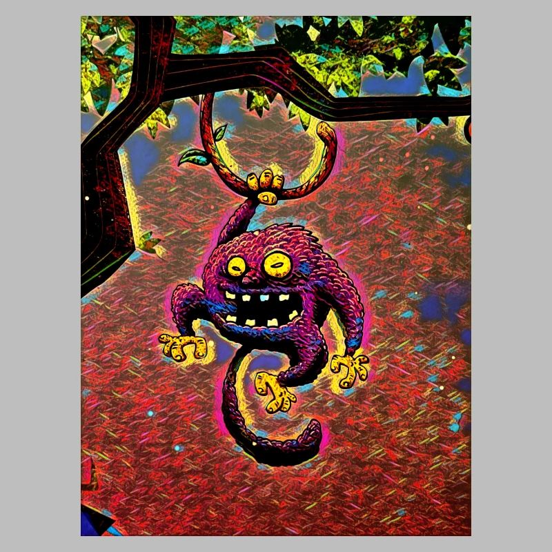 Purple monkey in a tree