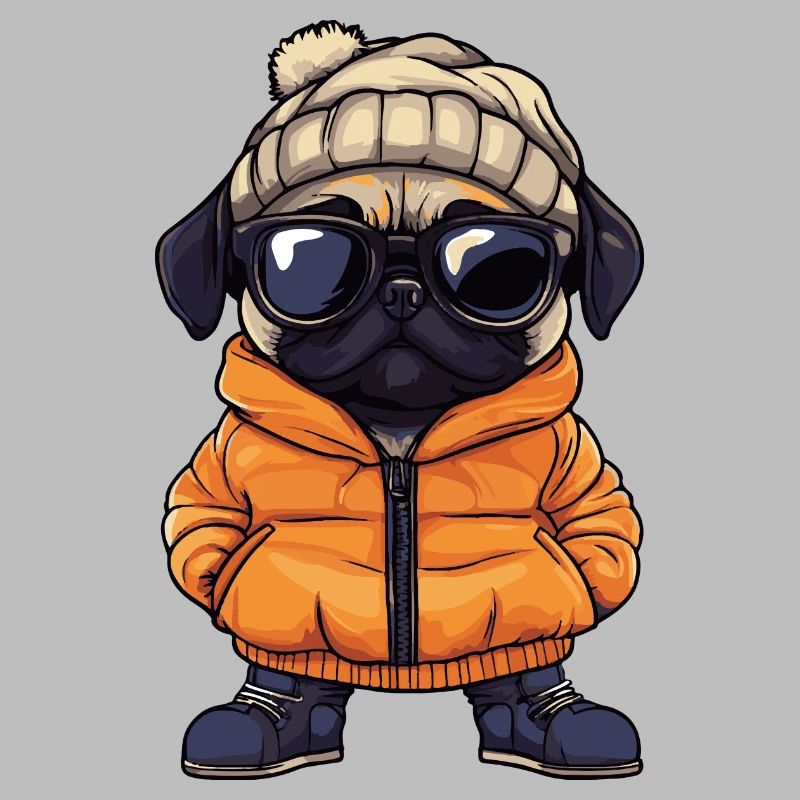 Pug Dog Winter Comic