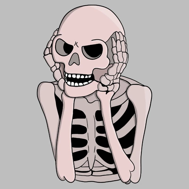 Ängstliche Skelettskizze