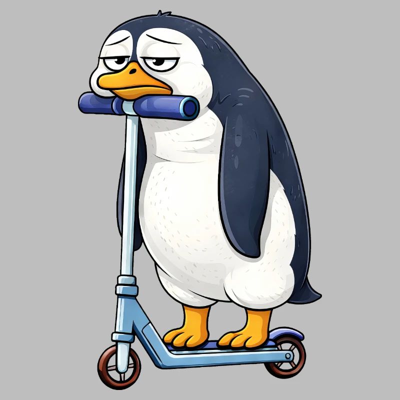 Süßer Pinguin Roller Scooter Einsam Langeweile