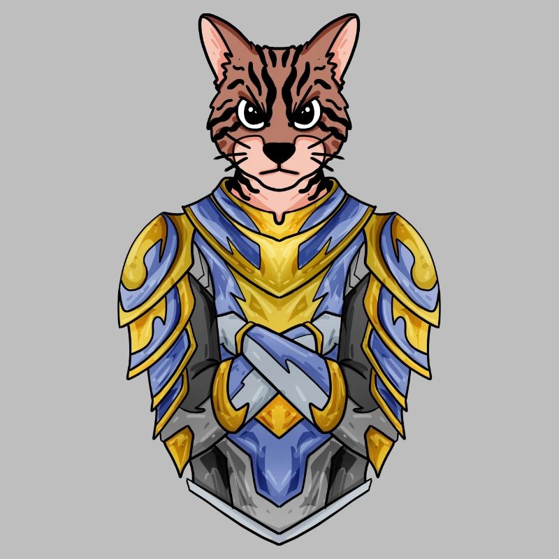 Chevalier Chat Chat Race Bengale Chat avec Armure